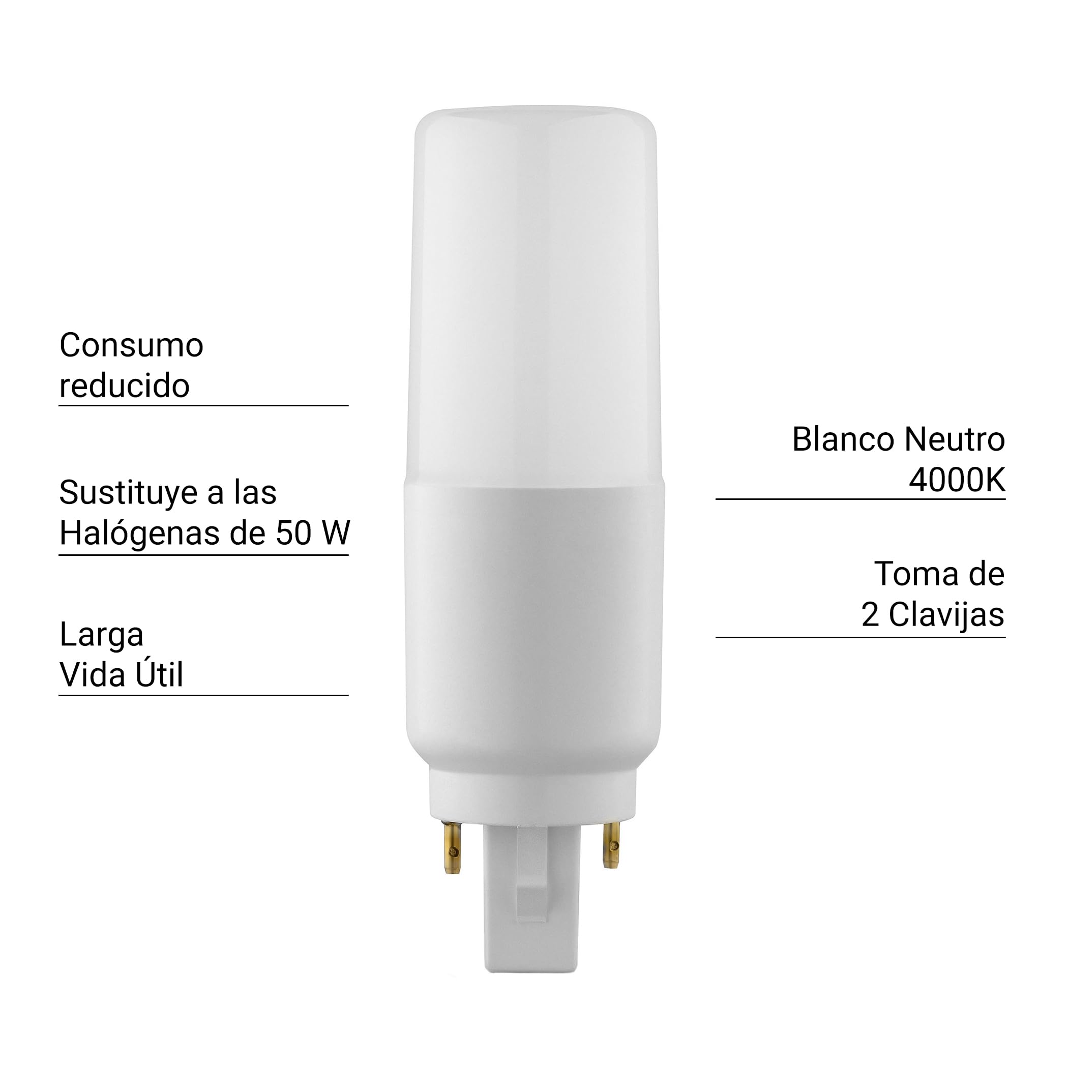 SEBSON Bombilla LED G24 7W Equivalente a 50W - Juego de 10-660 Lúmenes | Blanco Neutro 4000K No Regulable - Angulo de Haz 220° - Bombilla G24d universal 230V