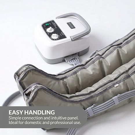 Edicare lymphatic drainage device for legs feet arms and abdomen massager Easy to adjust and use 6 air chambers professional effectiveness (device and leg loops)