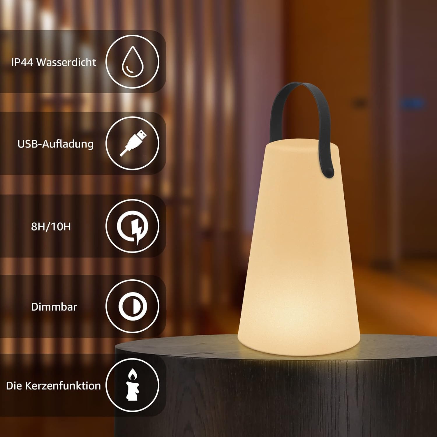 2er-Set LED Akku Tischlampe Outdoor Kabellos lampe Dimmbar, 8 Farben, USB Aufladbar Tragbare Campinglampe Laterne, IP44 Wasserdicht mit Fernbedienung für Balkon Garten Camping Gartendeko