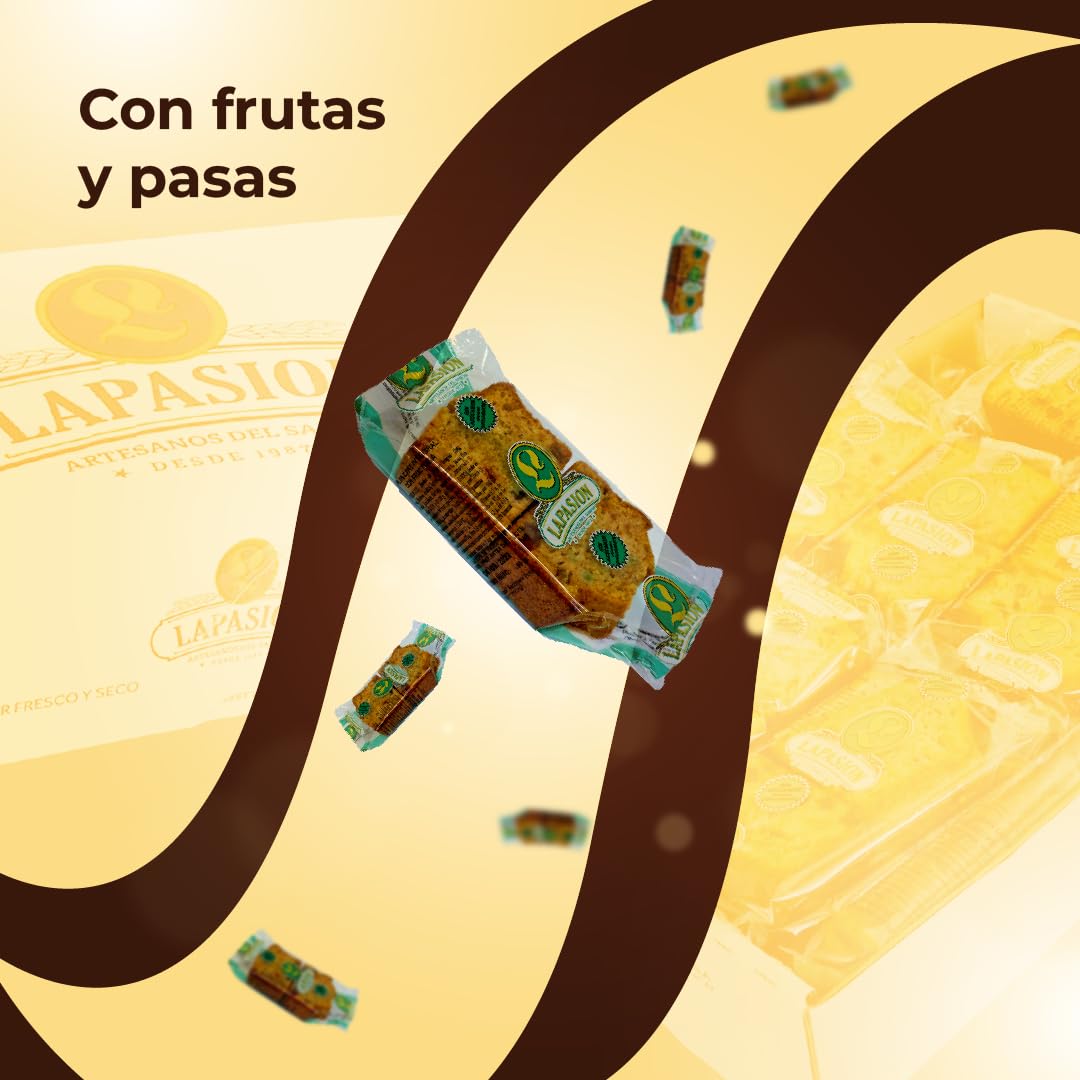 LAPASION - Bizcocho Plum Cake integral con frutas y pasas | Bizcochos Integral | Bollería | Bizcocho integral | Frutas confitadas | 2,5 Kg