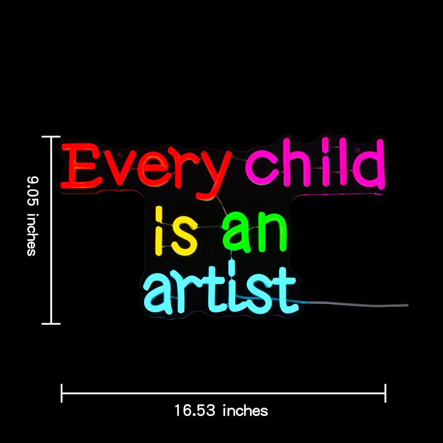 "Every Child Is An Artist" Neon Sign Letter Neon Light for Wall Decor Colorful LED Neon Sign Classroom LED Neon Light Children Neon Signs for Bedroom Kids Room Drawing Room Decor Gift