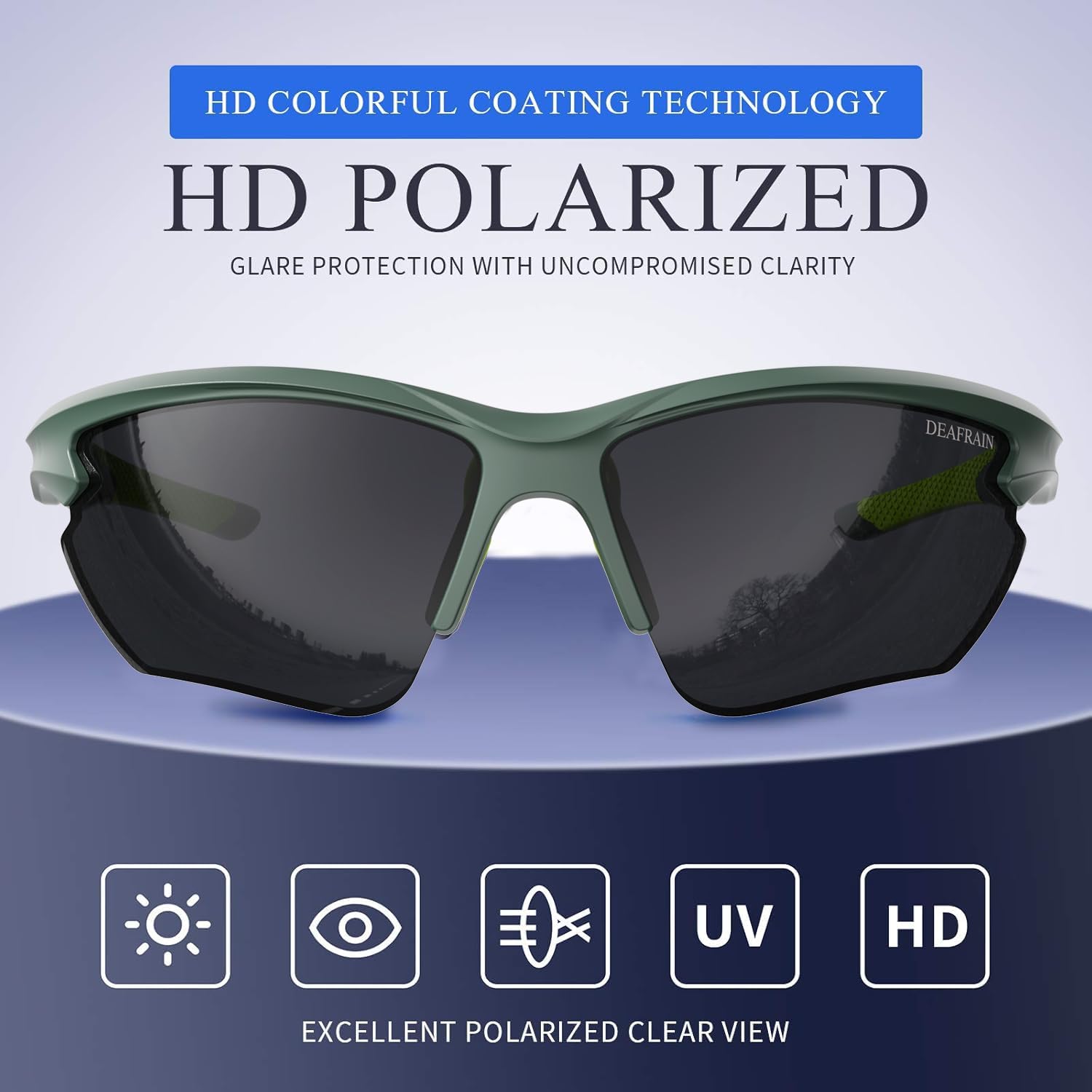 DEAFRAIN Polarized Sports Sunglasses for Men Women Cycling Running Fishing Glasses TR90 Unbreakable Frame UV Protection Z87 - Image 3