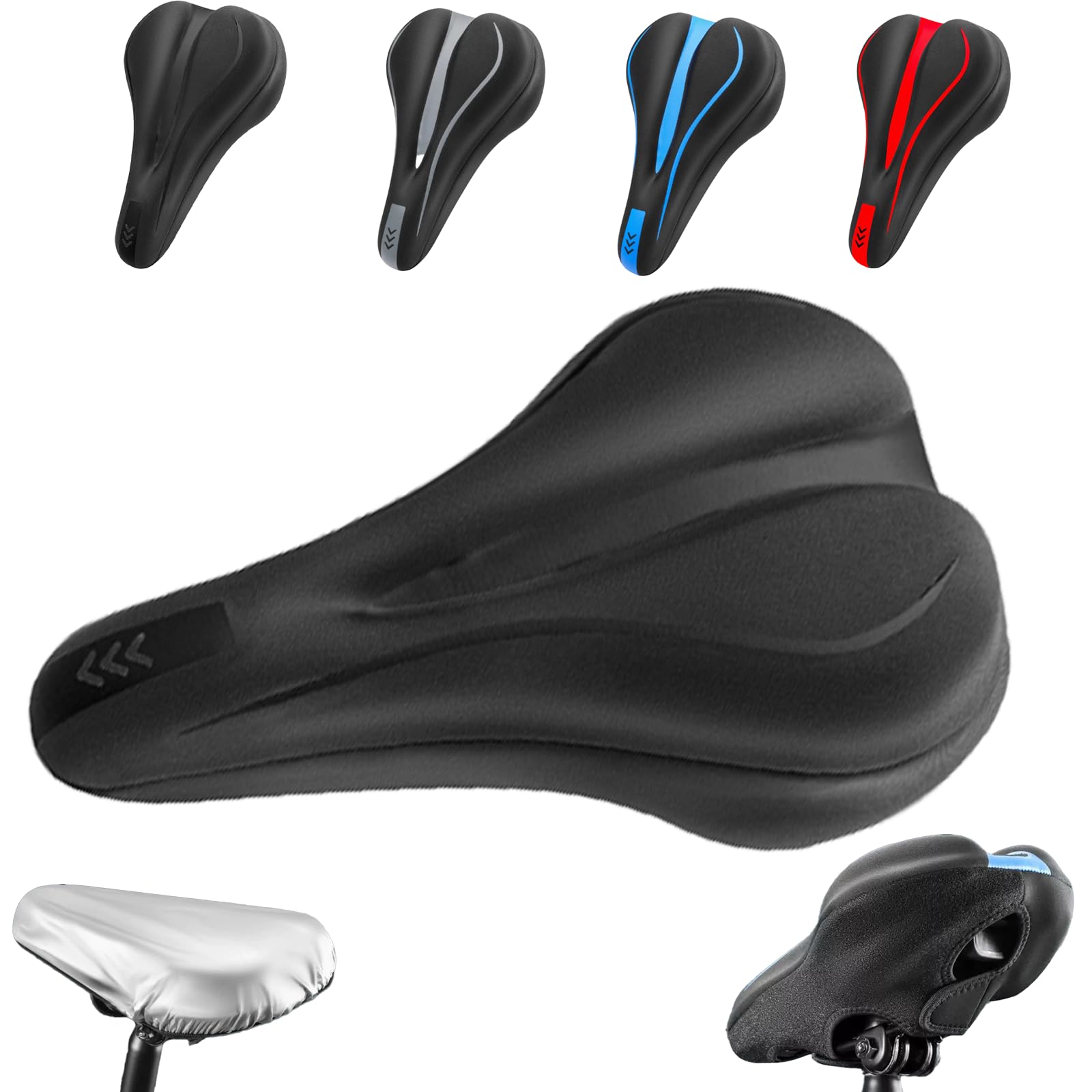 High-Elastic Silicone Front Wheel Pad For Bike (Makes Cycling Easier) Cover, Stationary Gel Padded Bike Seat Saddle Cover for Exercise Mountain Road Spin Cushion (D)