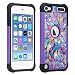 Apple iPod Touch 6th, 5th Generation Case - Wydan Studded Diamond Rhinestone Bling Hybrid Shock Absorbant Cover - Rainbow Flower