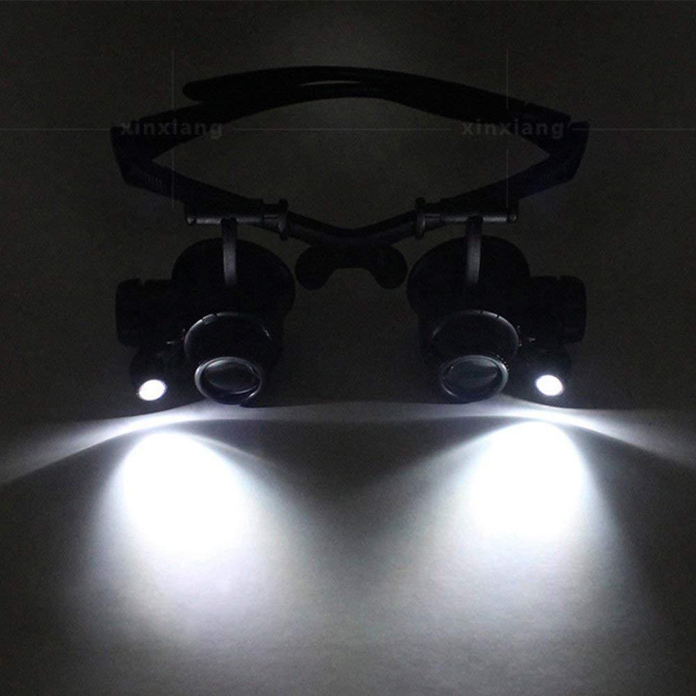 Lupenbrille, Stirnbandlupe, LED-Uhrenreparaturlupe, Juwelierbrille, Werkzeugset mit LED-Licht, 10 x 15 x 20 x 25 x, Spielzeug, Spiele, Hobbys