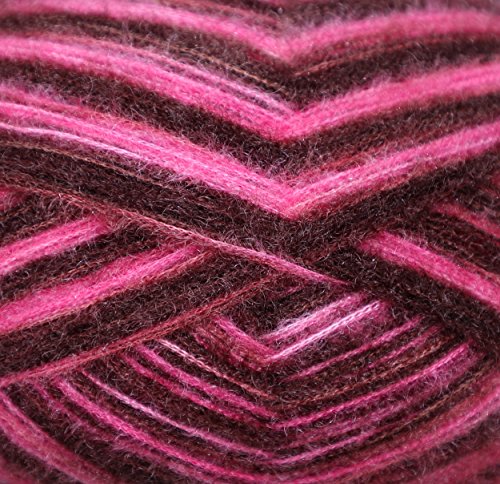 Image of M.G Feather Soft Black Pink 200 gm Hand Knitting Wool /Art Craft Soft Fingering Crochet Hook Yarn, Needle Acrylic Knitting Yarn Thread Dyed A