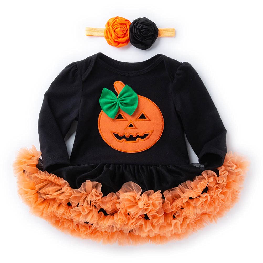 ARAUS Baby Girl Romper Tutu Skirt with Headband Toddler Halloween Dress Cosplay Costume One Piece Cotton Bodysuit 0-24 Months