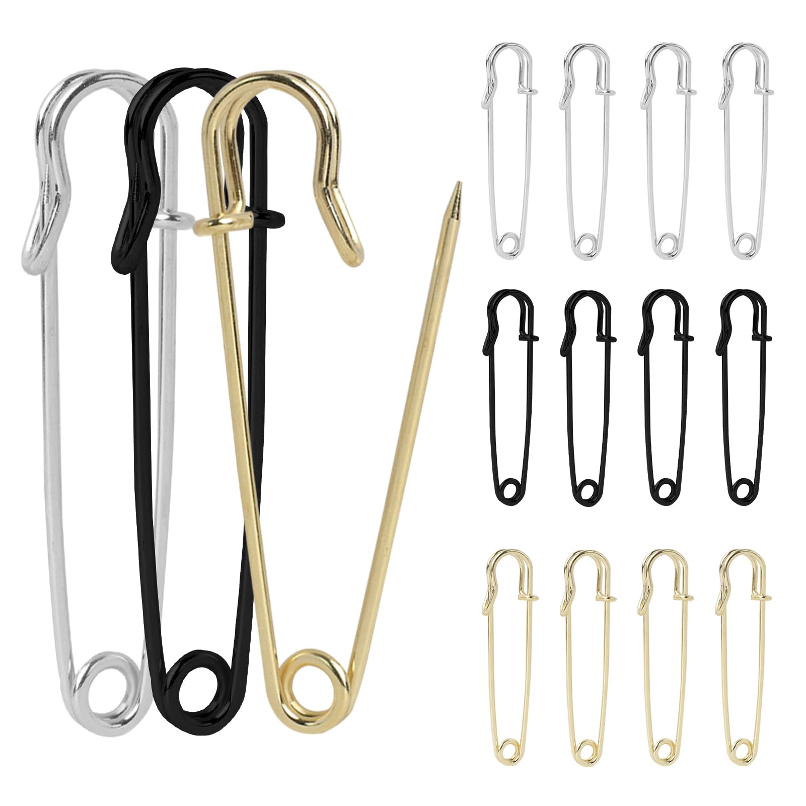 Grande épingle à Nourrice Lot De 15 Grandes épingles à Nourrice Robustes Pour Tapis, Travaux Manuels, Vêtements, Couvertures Et Autres Matériaux - Argenté - 6,3 Cm épingle A Nourrice Grande Taille
