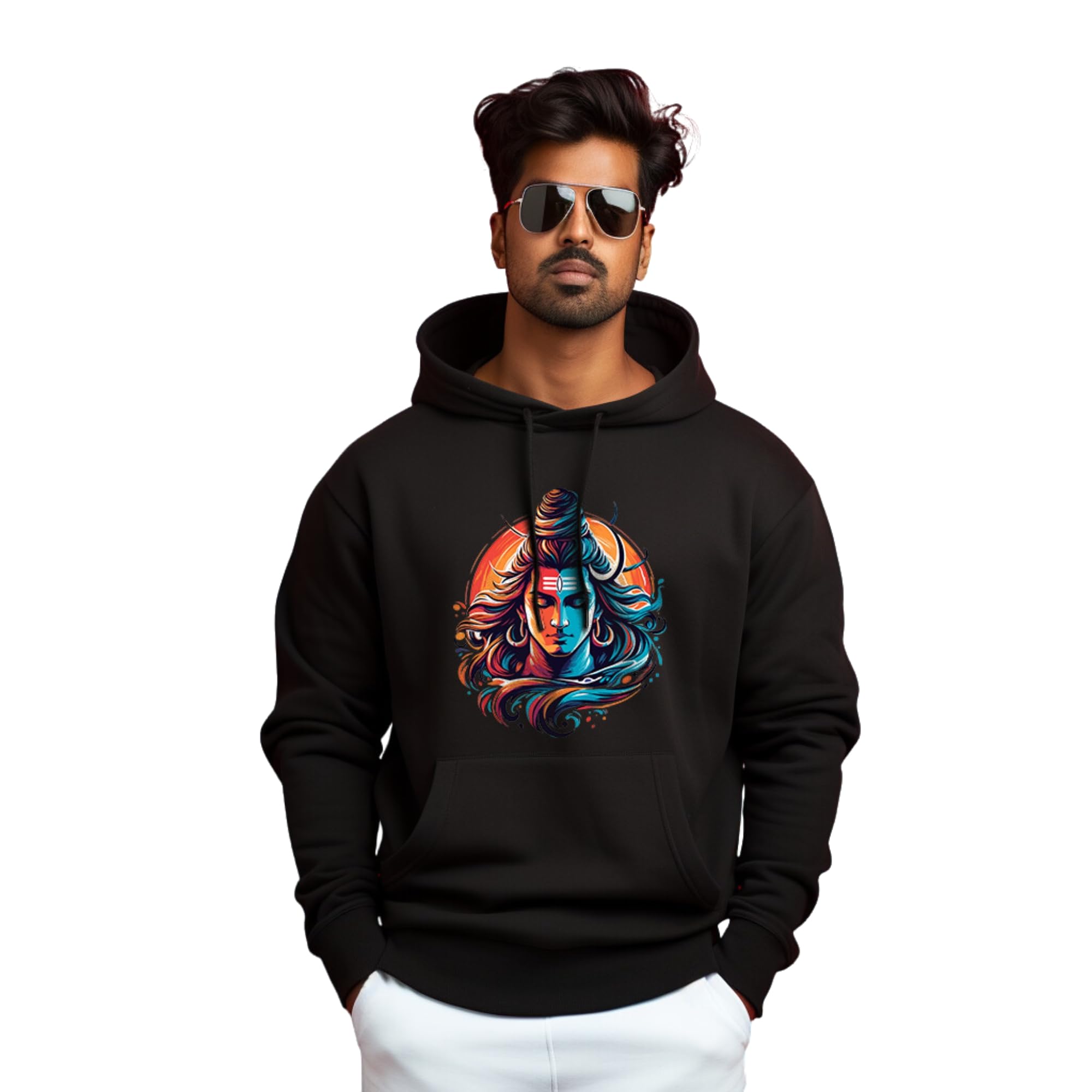 prabhu bhakti Prabhubhakti Solid Black Lord Shiva Printed Pullover Full Sleeve Hoodies Full for Men-picture-14