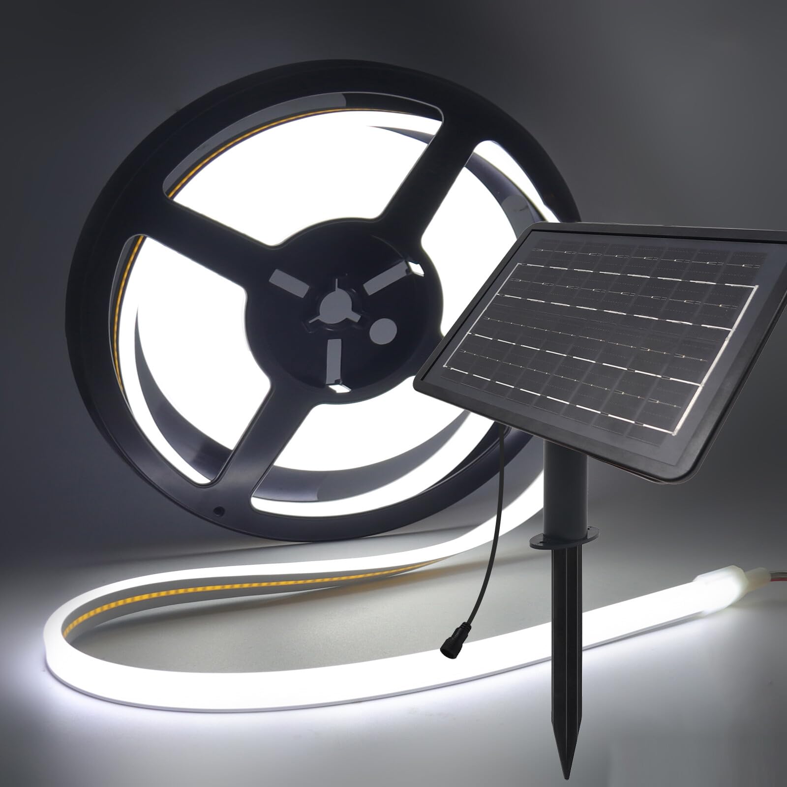 GQL 24V Solar/USB COB Neon Flex Light - Dual-Surface Glow (Front+Edge) LED Strip, IP67 320LEDs/m for Decor Indoor/Outdoor Decor (Cold White,1m) — image 1