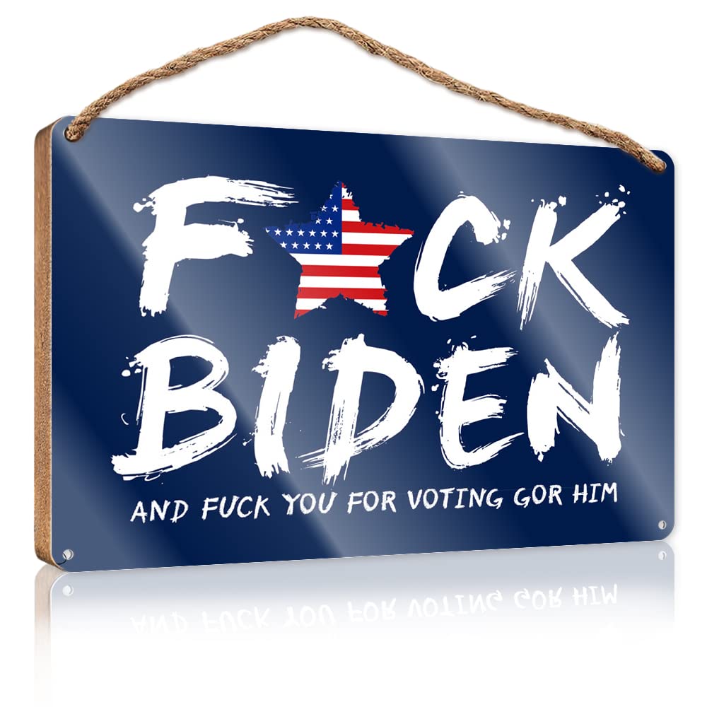 Dtha Women's One Color Wooden Hanging Plaque Sign F-K Biden Wooden Sign Front Door Decor Farmhouse Wall Decor For The Home(23X35cm)