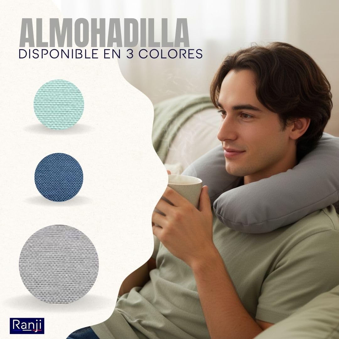 RANJI – Cuscino Termico con Noccioli di Ciliegia per Microonde | Cuscino Cervicale per Dolori al Collo e Spalle | Sacchetto Riscaldabile Naturale, Lavabile e Riutilizzabile (Gris)