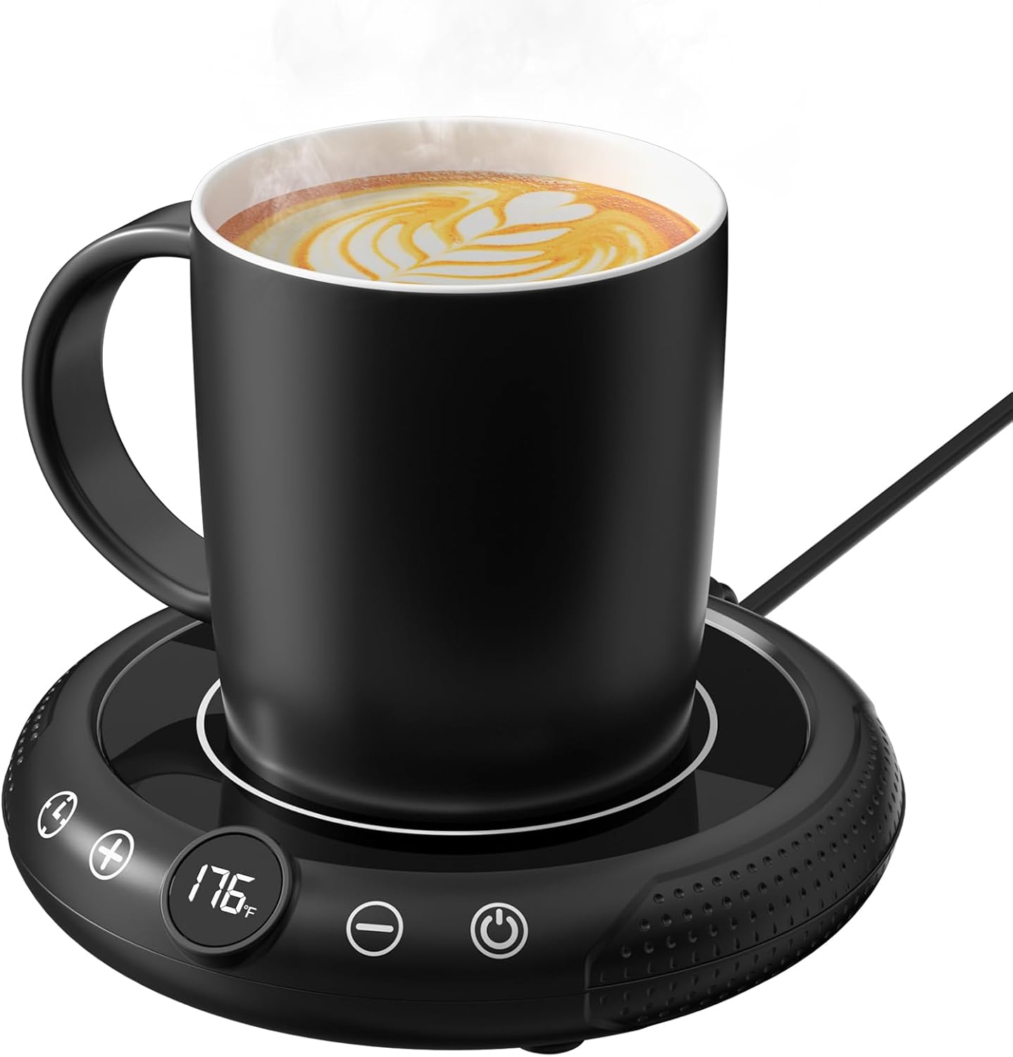 Black smart coffee warming mug set