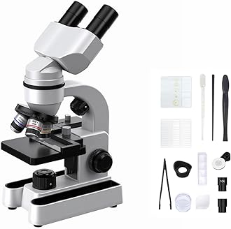 Microscope Biological Educational Microscope for Students with Phone Clip, Biological Sample and Fill Light (1)