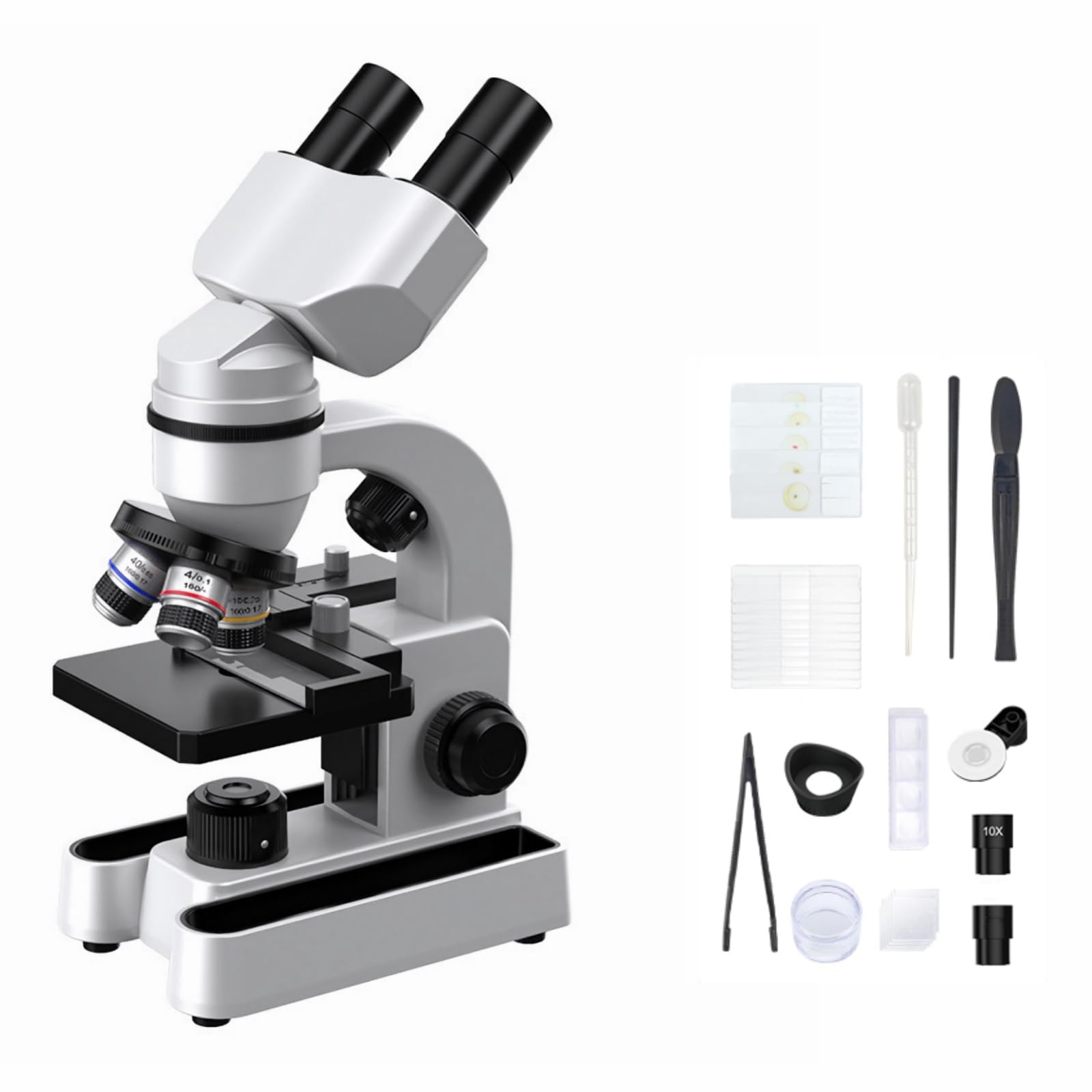 Microscope pédagogique Biologique pour étudiants | avec Clip téléphonique, échantillon Biologique et lumière de Remplissage