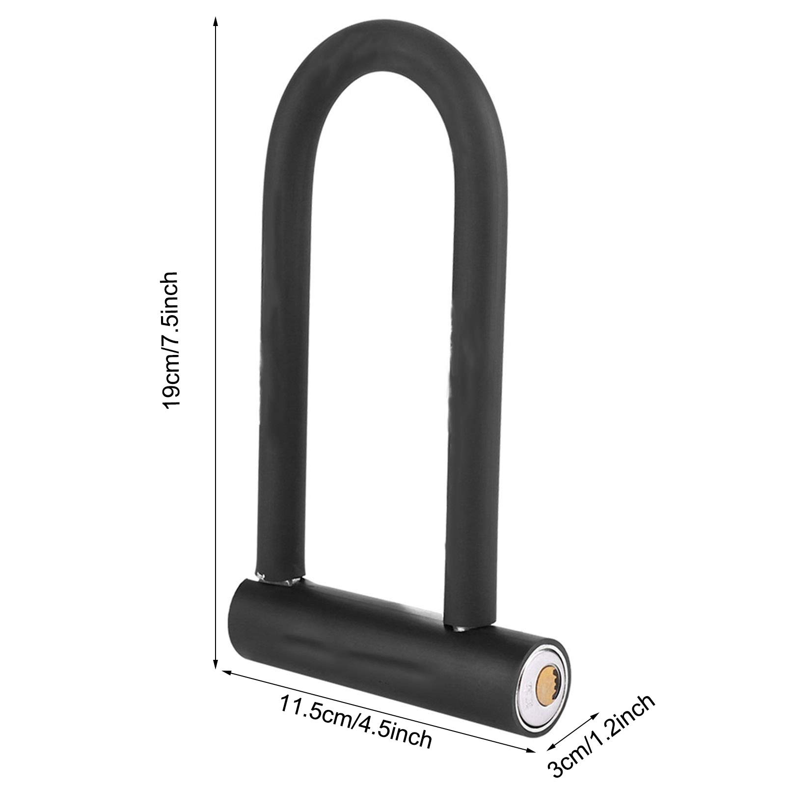 Malemollygebide Bike U-Lock, Steel Anti-Theft Lock with 2 Keys, 19 x 11.5 x 3 cm, Black
