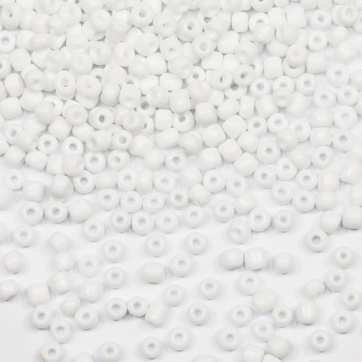 4mm White Seed Beads for Jewelry Making 200 Grams About 3380pcs,6/0 Glass Craft Beads for Making Earrings, Bracelets, Pendants, Waist Jewelry, DIY Handmade Seed Beads (White-4mm) — image 1