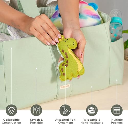 Miniatura 2 de Folkulture Organizador de pañales de bebé  Bolsa de pañales de algodón para niños  Elegante y cómodo carrito esencial de viaje  Contenedor de