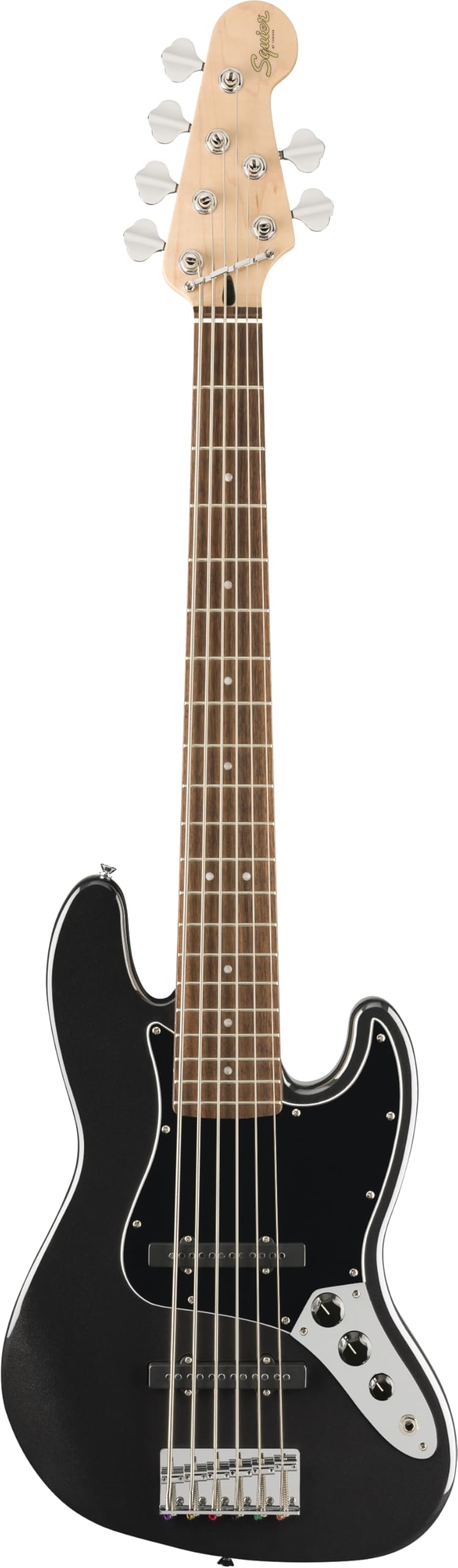 Affinity Series Jazz Bass VI, Laurel Fingerboard, Black Pickguard, Black Metallic