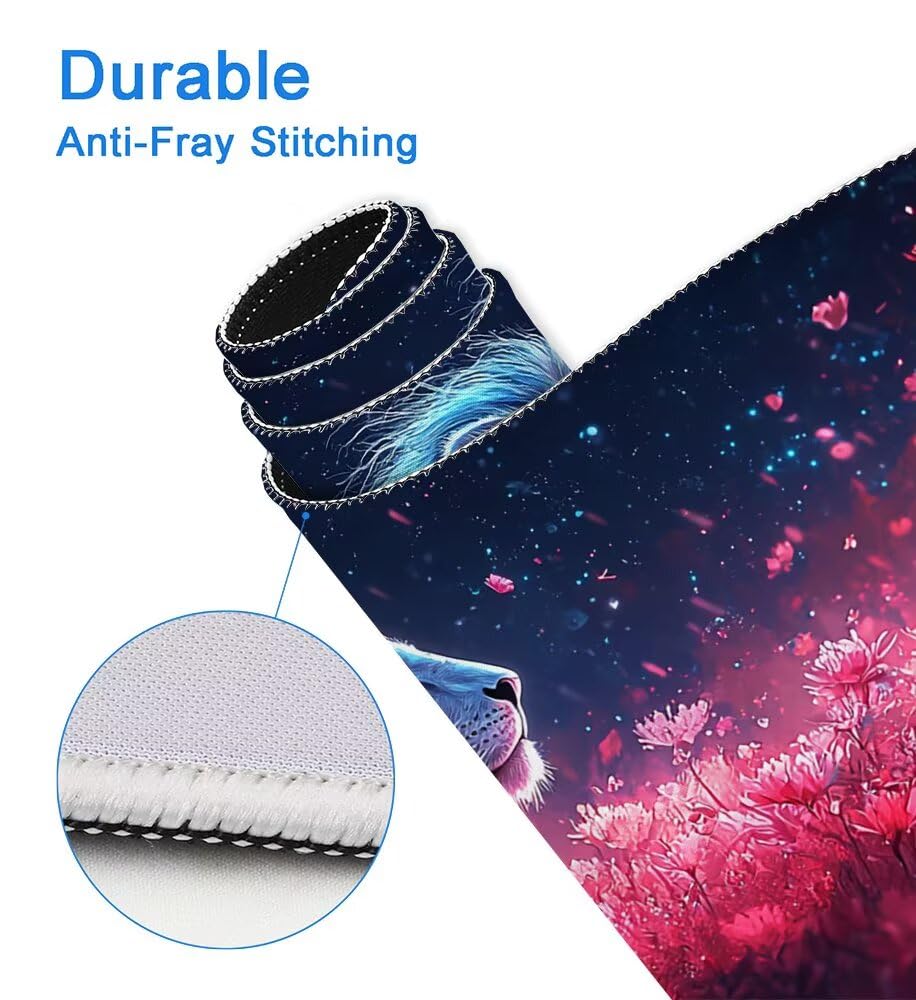 Podkładka pod mysz do gier, duża podkładka pod mysz XXL 1200 x 600 x 3 mm Niebieska pod ręką ze zszytymi krawędziami, podkładka pod mysz do gier XXL różowa wodoodporna antypoślizgowa do PC, akcesoriów