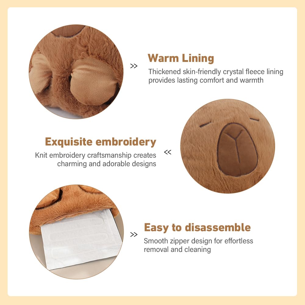Capybara Scaldapiedi Elettrico, 2 in 1 Scalda Piedi Casa Elettrico, USB Ricarica Piedi Scaldapiedi con 3 Timer e 3 Livelli di Temperatura, Riscaldamento Rapido per Donne Uomini Anziani Ufficio