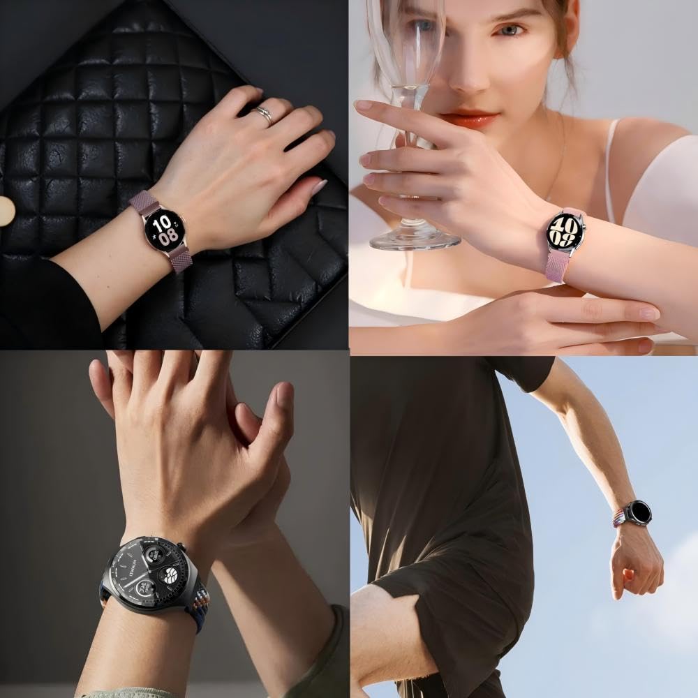 Pleciony pasek zamienny 20 mm do Samsung Galaxy Watch 7/6/5/4 Classic / 3 / FE/5 Pro / Watch Active 2 / Gear S2 Classic / sportowy, miękki pasek do zegarka