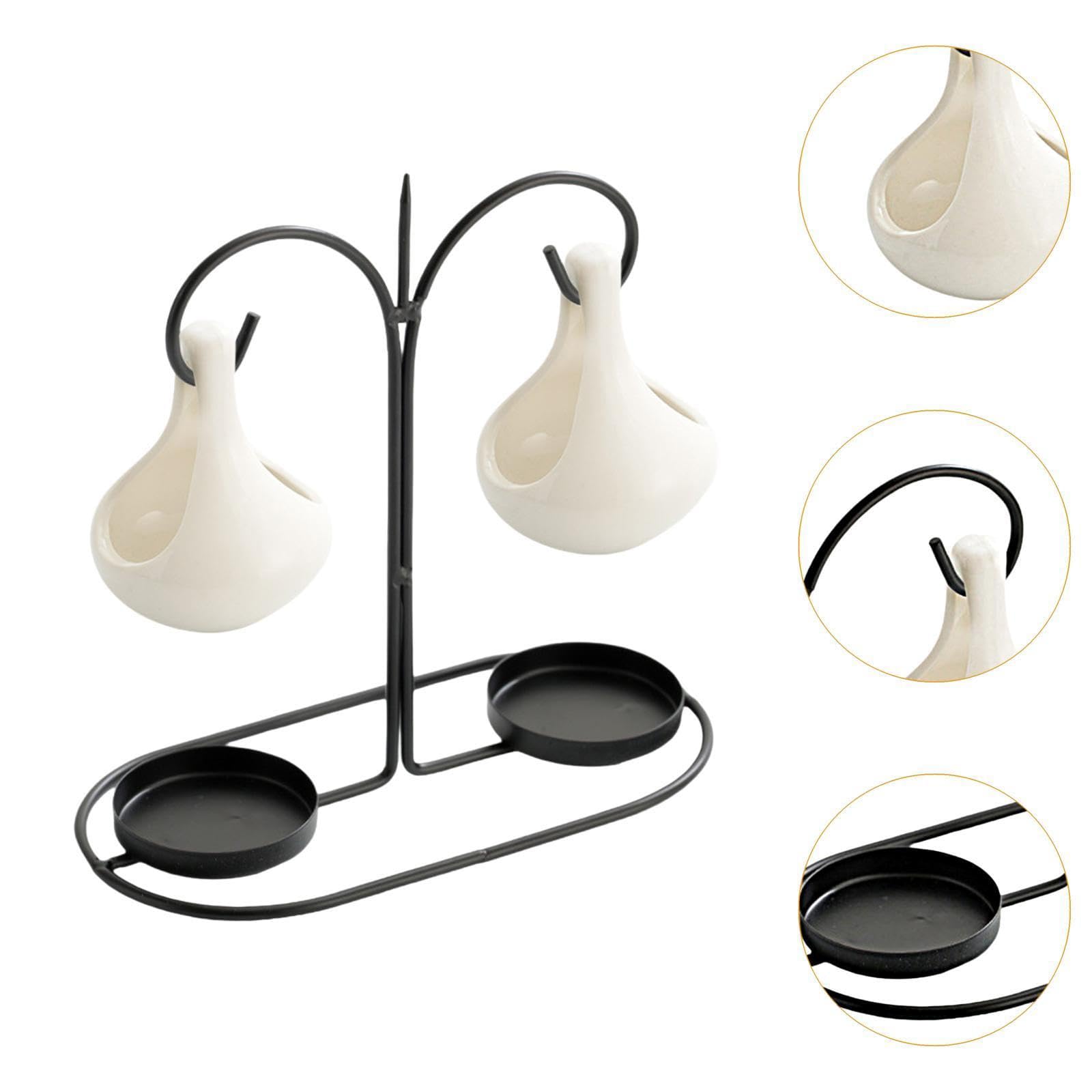 Doppio Hanging Ceramica Bruciatori Olio Essenziale Aromaterapie Diffusore Con Metallo Tealight Holder Per Decors Casa Melt Warmer