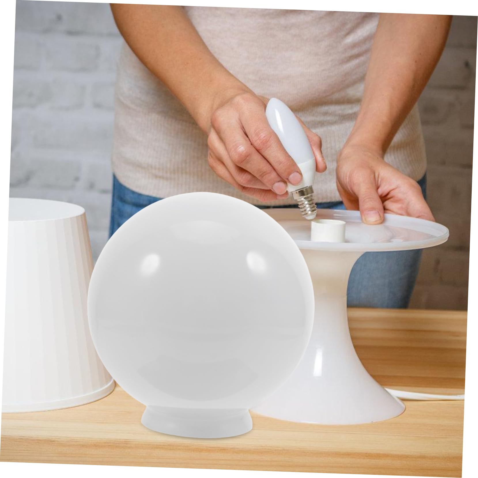 ROMISBABA Outdoor Acrylic Globe Lampshade – Transparent Spherical Shade, 5.9 Inch, Threaded Base, For Ceiling Fans, Courtyard, Garden, Patio Lights