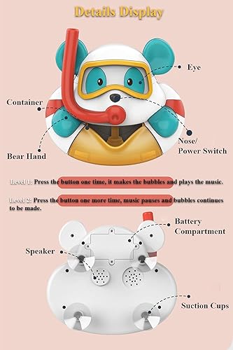 Miniatura 6 de Máquina eléctrica de burbujas para bañera con diseño de oso lindo oso, máquina sopladora de burbujas de animales de dibujos animados para niños,