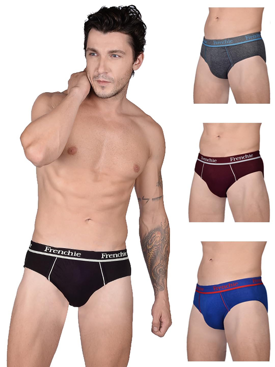 Frenchie Pro Men's Cotton Solid Brief (Multicolor) (110 CM, Pack of 4)