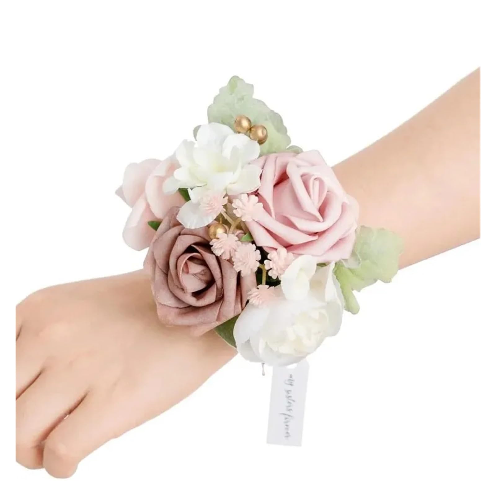 Hzomif Two-Tone Artificial Rose Wrist Corsage 4pcs Valentine's Day Rose Wrist Corsage for Bride Groom Prom Wedding Artificial Silk Flowers Adjustable Wristband Artificial Flowers(ColorC)