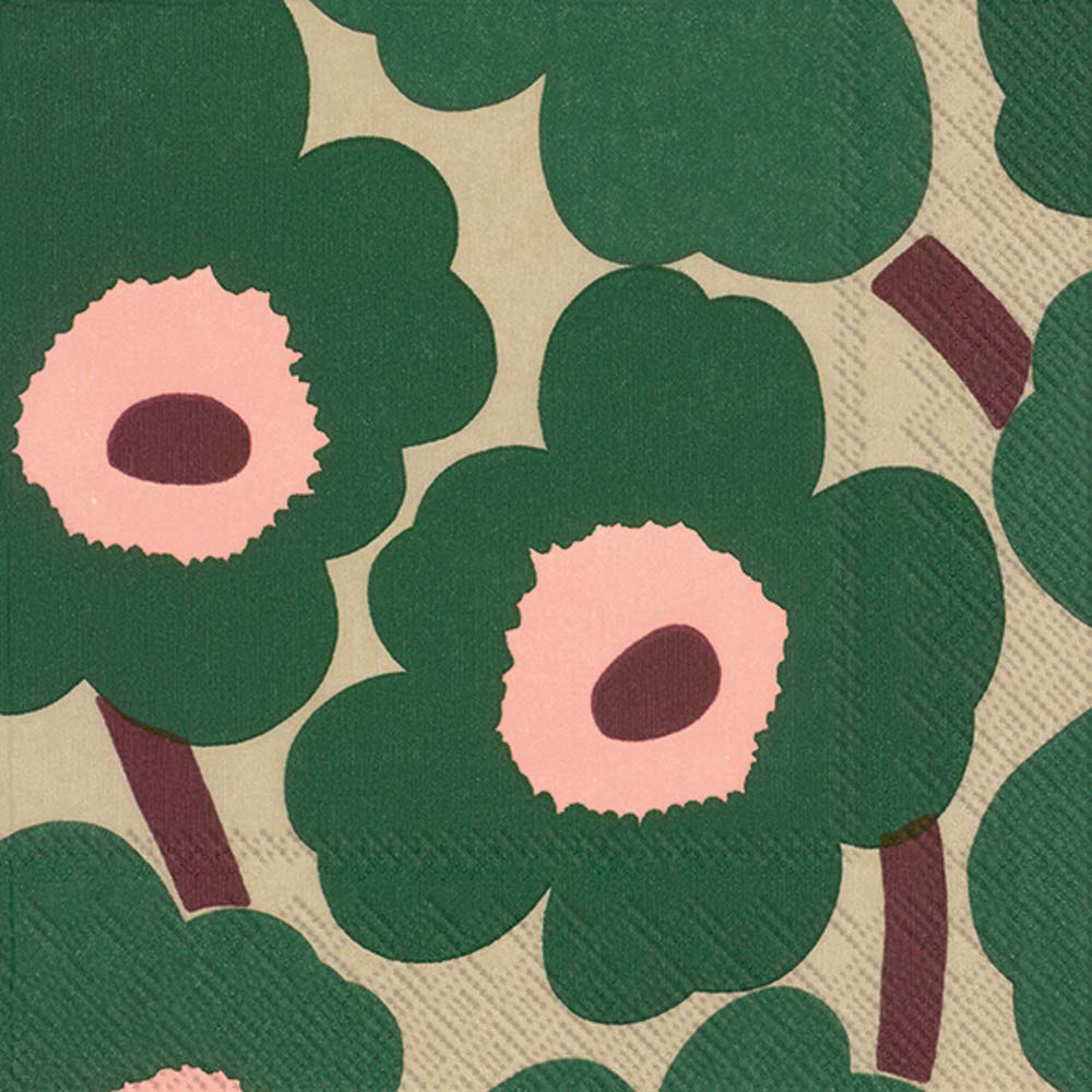 Boston InternationalL552625 IHR Marimekko Lunch Paper Napkins, Unikko Green Rose