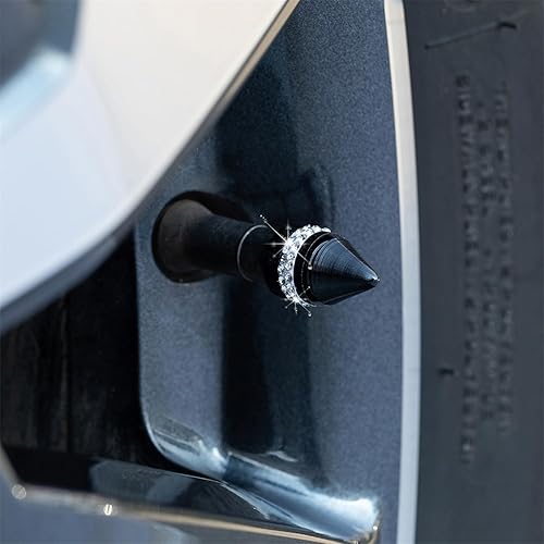 Miniatura 8 de Tapas de válvula de neumático de automóvil, 4 piezas hechas a mano con diamantes de imitación de cristal universales de aleación de aluminio para