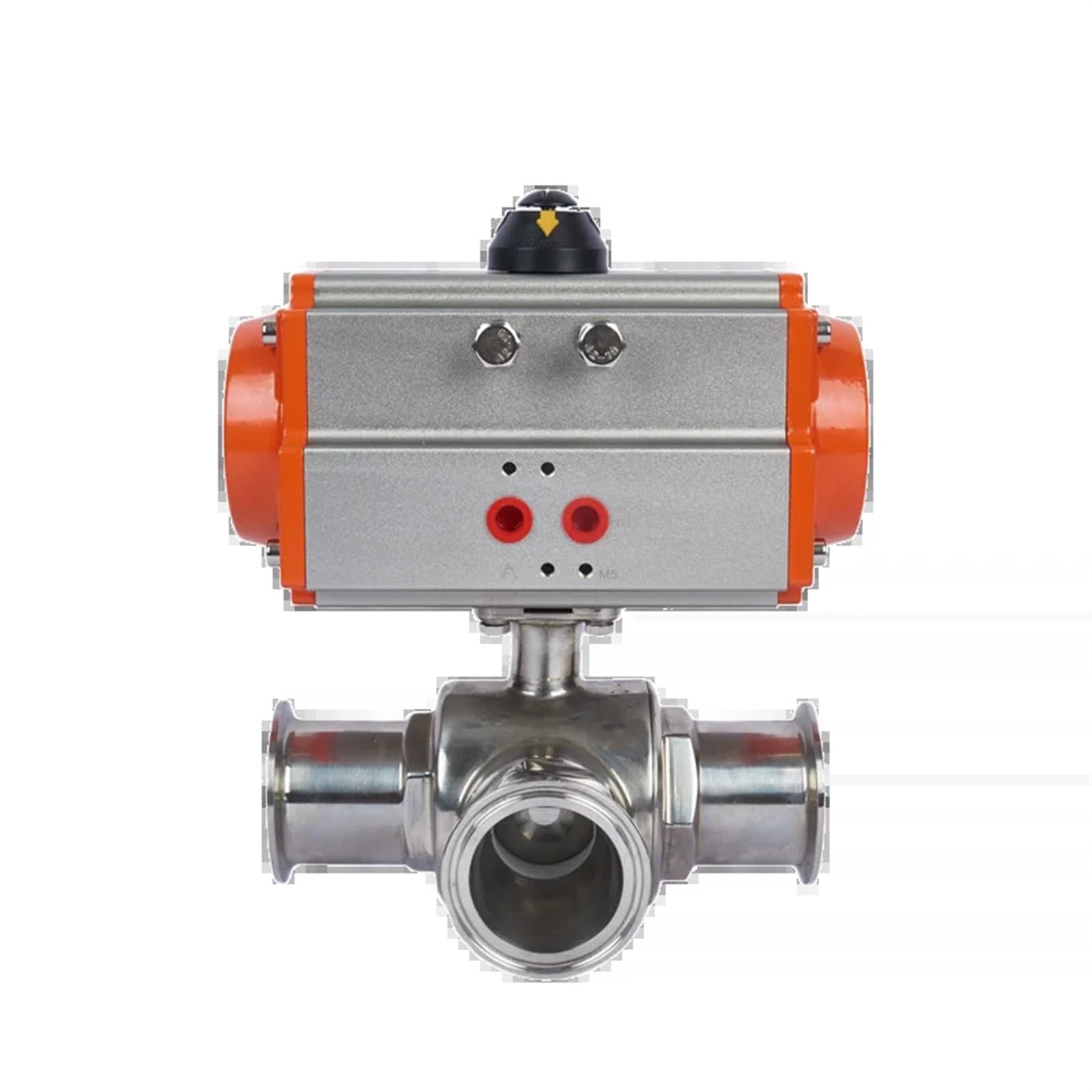 CXFCIHFT 32mm 3 Way 304 Stainless Steel Tri Clamp Ferrule Type Pneumatic Ball Valve With Double Acting Cylinder