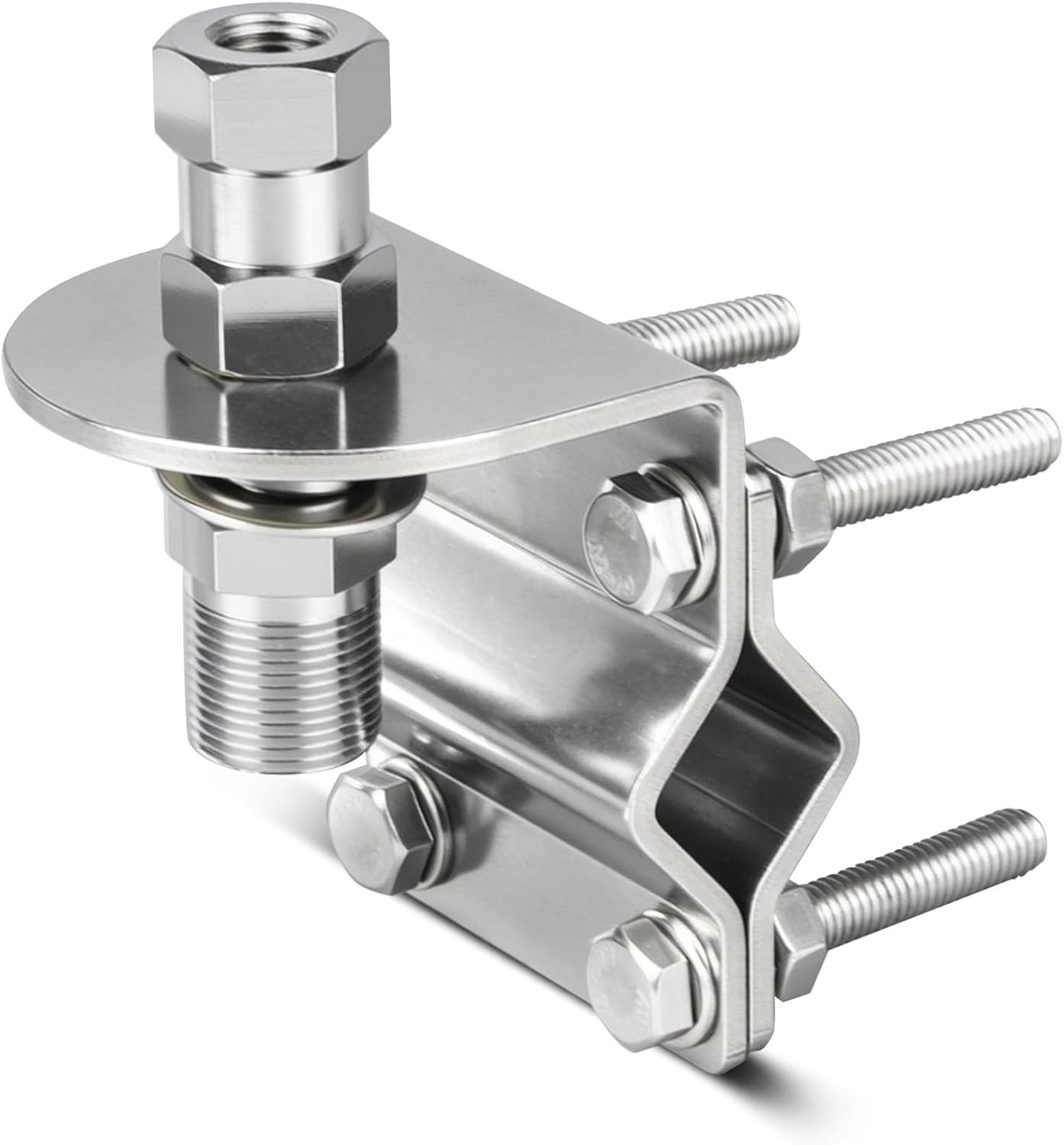 Anina CB Radio Antenna Mount Kit with 3/8 X 24 SO239 Stud Heavy Duty Stainless Bracket Steel Fits 13mm–30mm Round Tubes, Universal for Truck Mirror, Jeep, Semi, Off-Road Vehicles