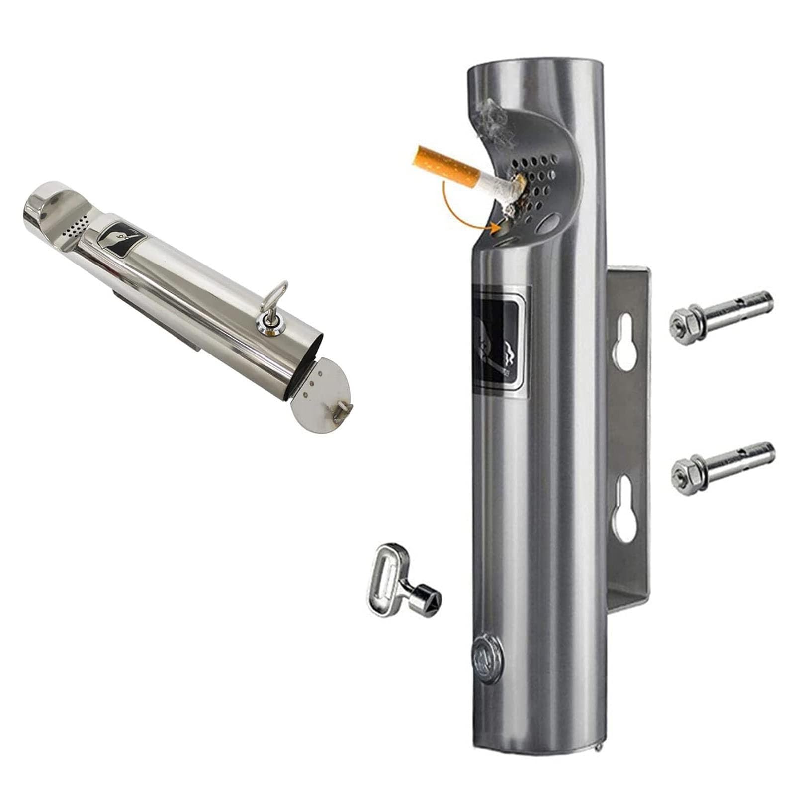 Wall Mounted Ashtrays - Stainless Steel Outdoor Cigarette Butt Receptacle Wall Mounted(Silver)