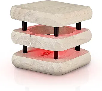 Friendship Lamp® Mini Mid-Century Knotty Alder Wood Design Handmade in USA - Wi-Fi Touch Lamp Light for Long-Distance, Connection, Relationship, Gift, Over 200 Colors, App Setup Customized