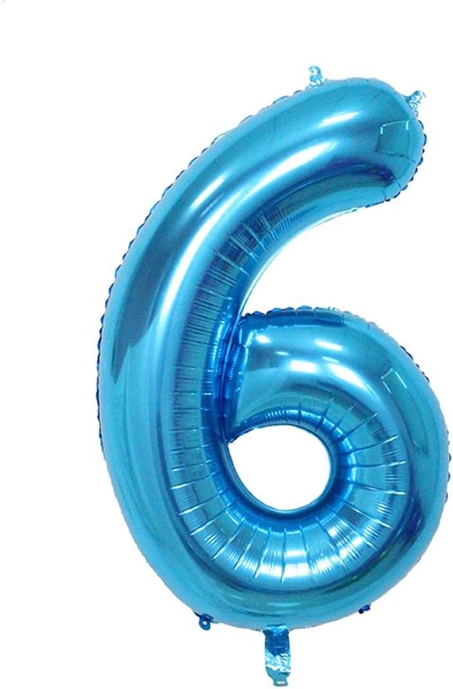 6 Number Balloon Blue Big Number Balloons 40 Inch kit for Happy Birthday Party Decorations Foil Mylar Helium Baby Shower