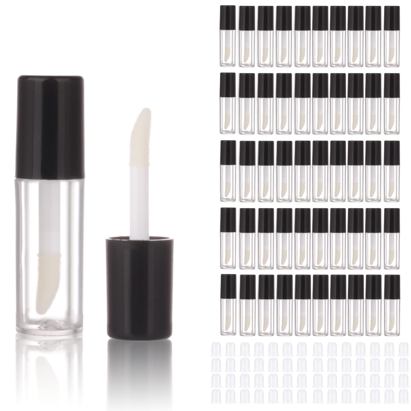 COSIDEA 52pcs Empty Black 0.8ml mini lip gloss tubes Sample size lipgloss containers for sample sack lip oil DIY