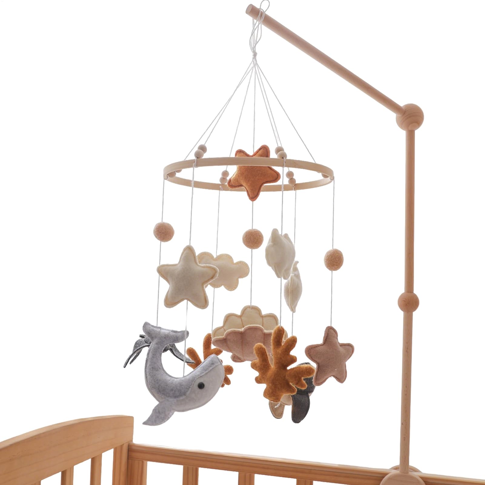 Baby Mobile for Cot - Hanging Mobile Childrens Bed | Cartoon Toys Hangable Marine Animal Decoration | Rotatable Sea Creature Wind Chime for Bassinet Nursery Bed Bell Boys Girls Bedroom Crib