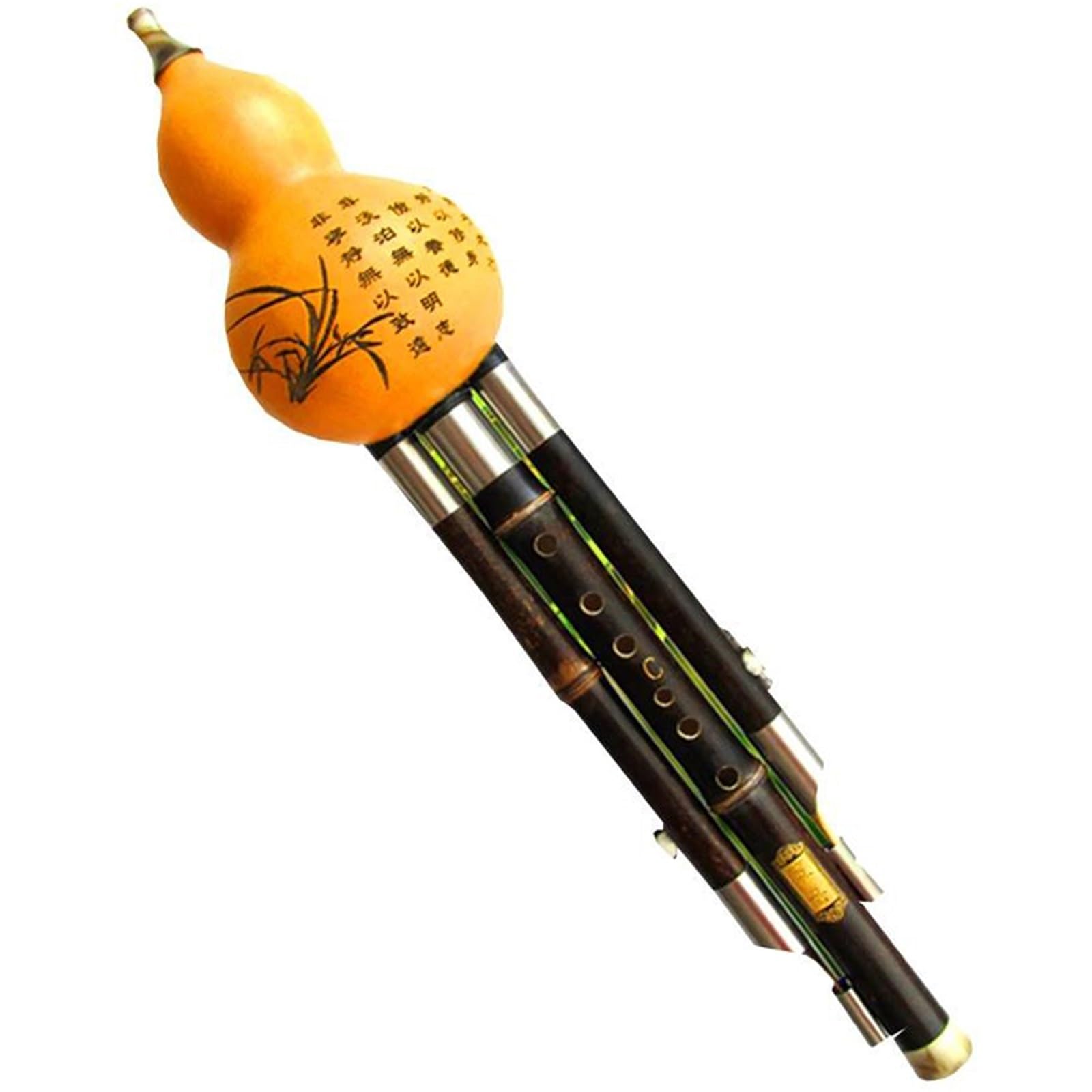 Instrumento De Flauta Hulusi Calabaza Natural Y Bambú Flauta Hulusi C/bB Instrumento Musical Clave Flauta Desmontable Profesional Hulusi(C)