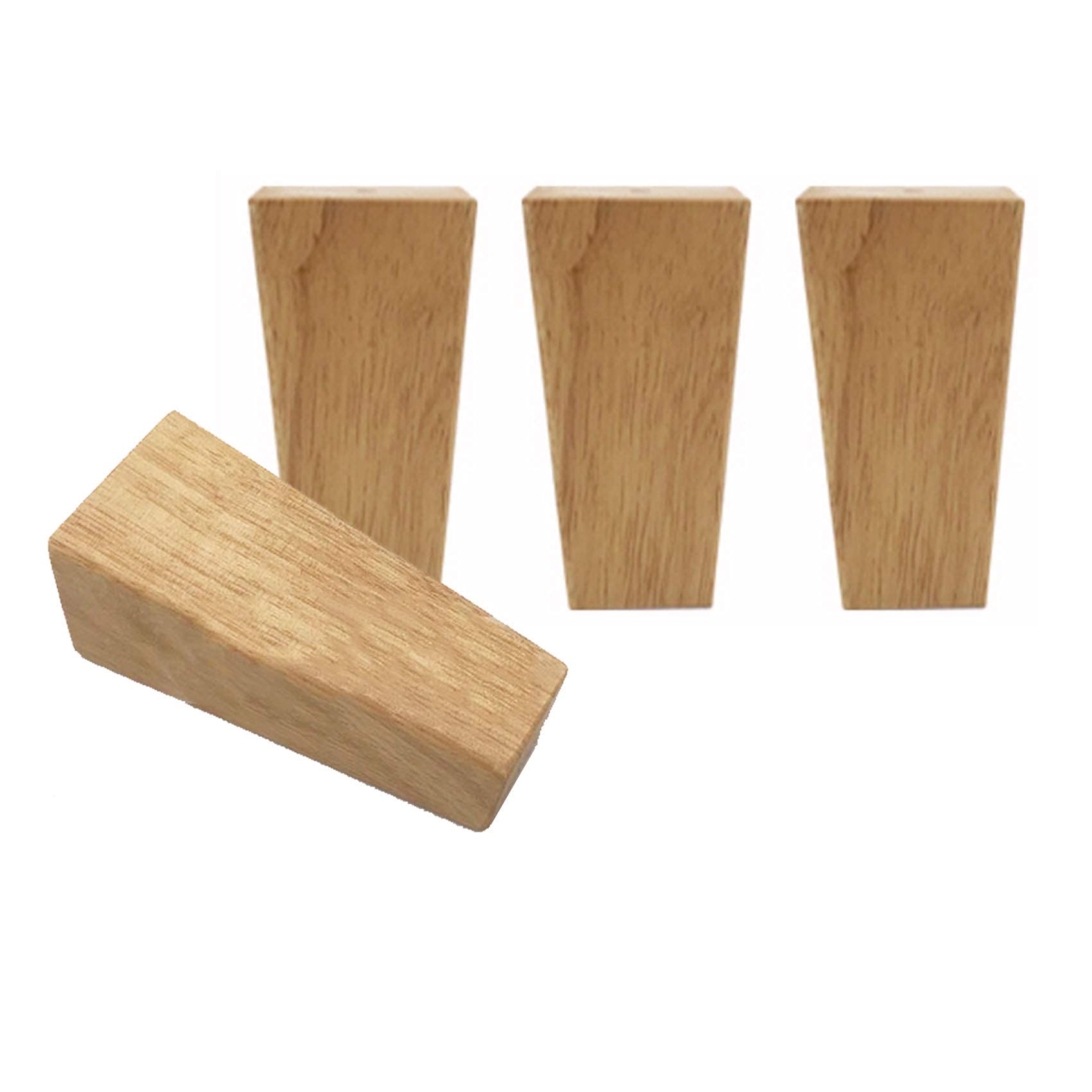 Hanghaijia 4 pieces wood furniture feet, furniture legs, straight angular calibration feet, table legs, TV cabinet feet, replacement cabinet feet, table foot, for sofa, bed, couch, ottoman, with mount