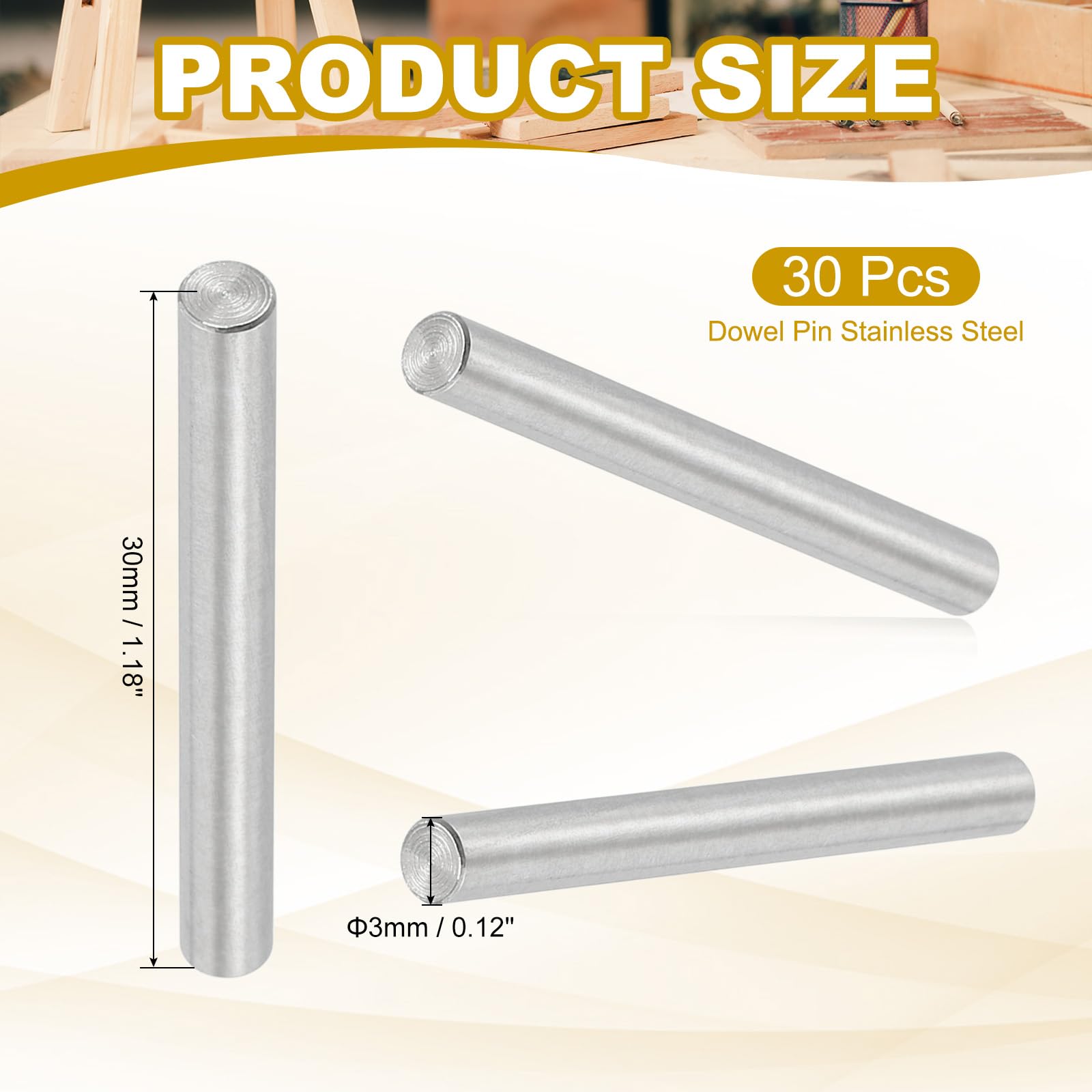 Uxcell 2mm X 30mm Dowel Pin Stainless Steel, 60 Pcs 304 Stainless Steel Pegs For Shelves Furniture Fixing Silver