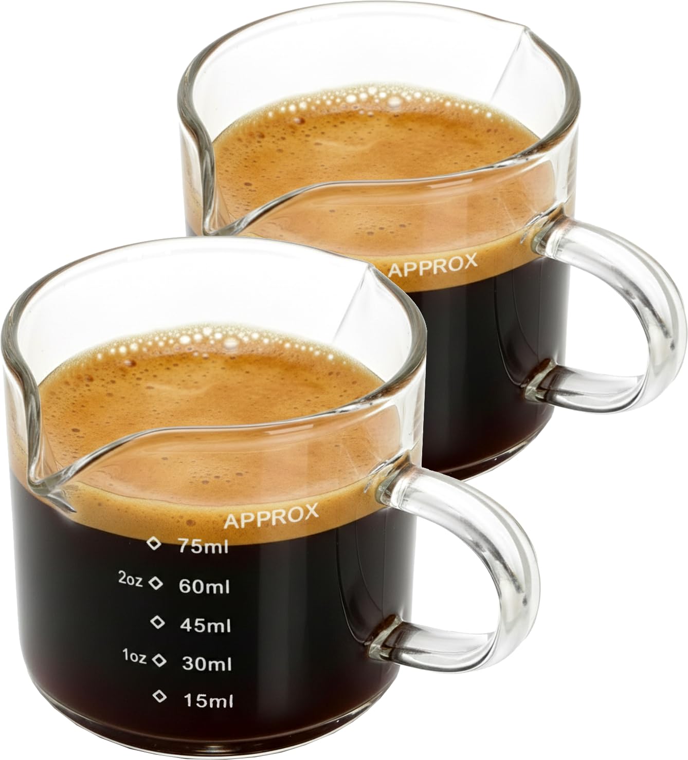 View 1 of [One Shot Cup Handle Broke off] Espresso Shot Cups, Set of 2, 4 OZ Glass Measuring Cup with Handle