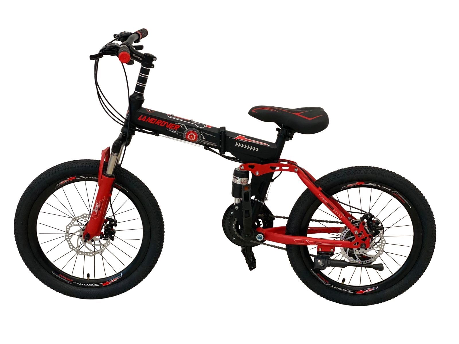 VLRA BIKE Max20 Land Rover Folding Bike 20 Inch 24Speed Mountain Bike Suspended Disc Brake Bicycle (Black, Black)