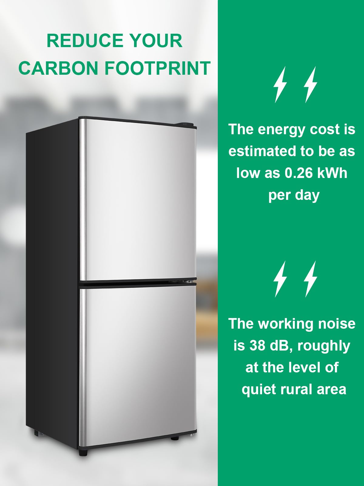 Krib Bling Refrigerator With Freezer 4.0 Cu.Ft With 7 Level Adjustable Thermostat Control 2 Door Energy Saving Bottom Freezer Compact Refrigerator Silver on Fridge.com - View 3
