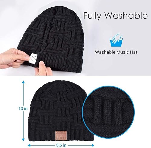 Miniatura 6 de Gorro Bluetooth V5.0 con Bluetooth, auriculares inalámbricos, con altavoces estéreo HD, micrófono integrado, regalos para hombre, regalos
