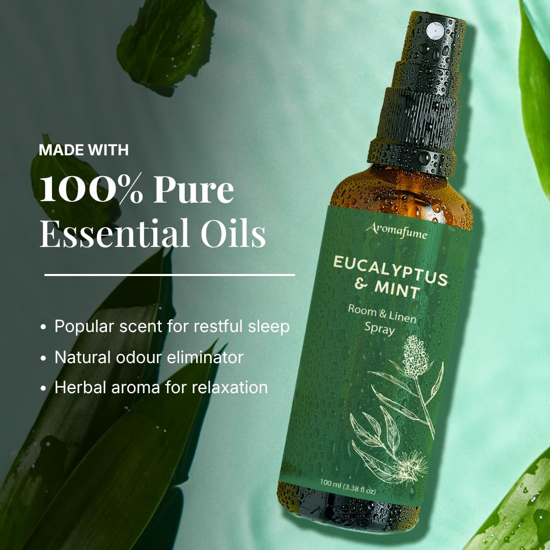 Eucalyptus & Mint Air Freshener Spray for Room & Linen 100ml by Aromafume view 5