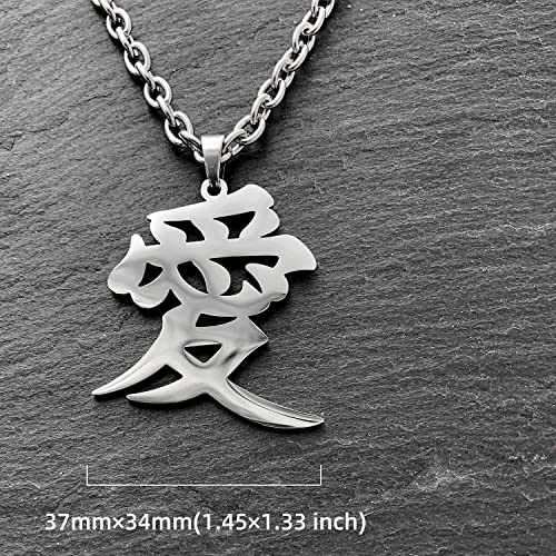 Wchama Love Kanji Necklace Japanese for Men Women 愛 Stainless Steel Chinese Character Pendant Good Luck Chain Gaara Necklaces2