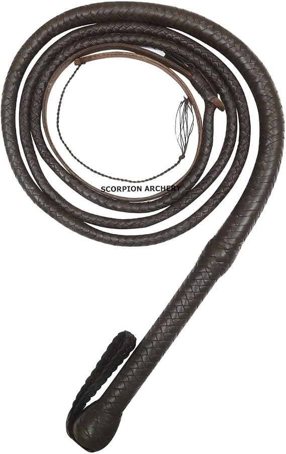 Bullwhip Real Cow Hide Leather 12 Plaits Equestrian Bull Whip Brown Color Rope Core Belly Inside Birthday Gift for him